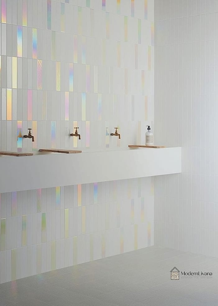 Iridescent White Glass Tile