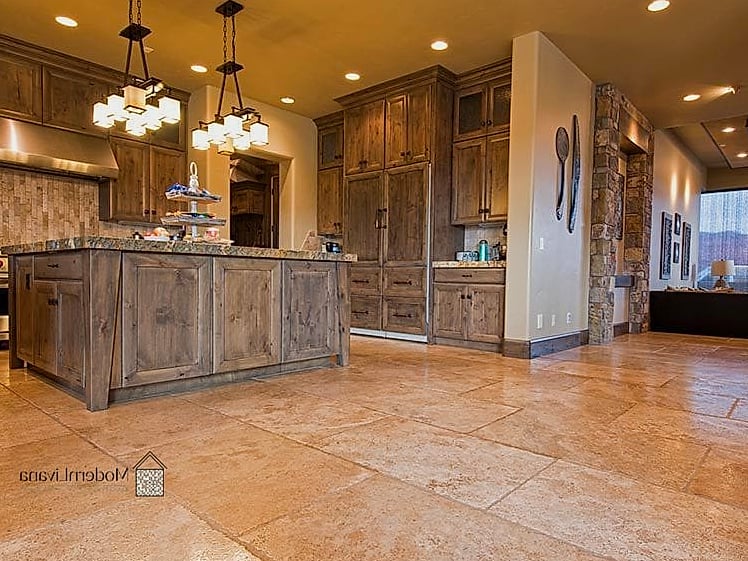 Large Format Travertine Floors in Open Concept Homes