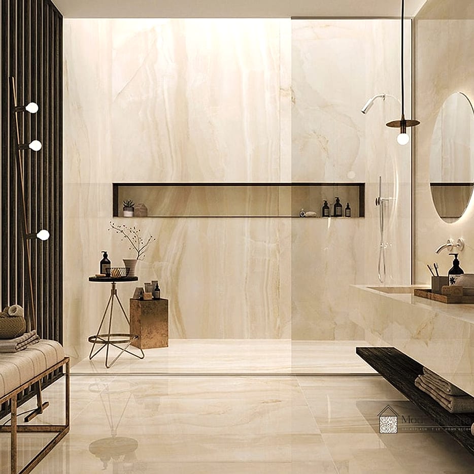 Large Porcelain Tile Bathroom Walls