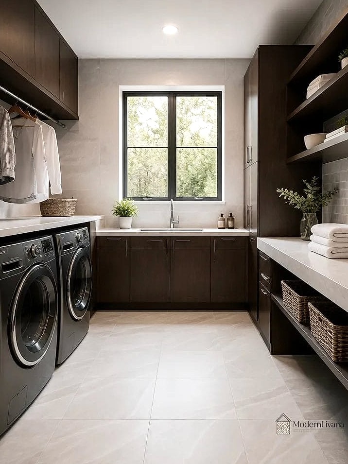 Large Porcelain Tile Laundry Rooms