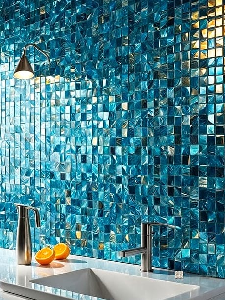 25 Modern Glass Tile Ideas That Look Expensive But Aren't 25 Layered Glass Tile Mix