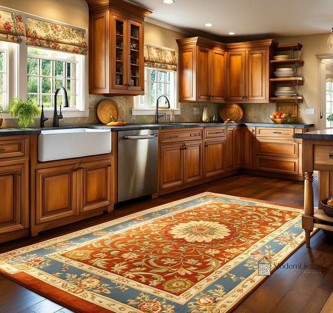 Layered Rugs on Wood or Tile Floors