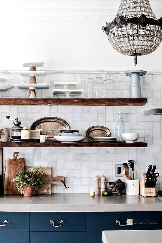 30 Marble Backsplash Ideas That Are Stylish and Practical 12 Marble Backsplash with Open Shelving