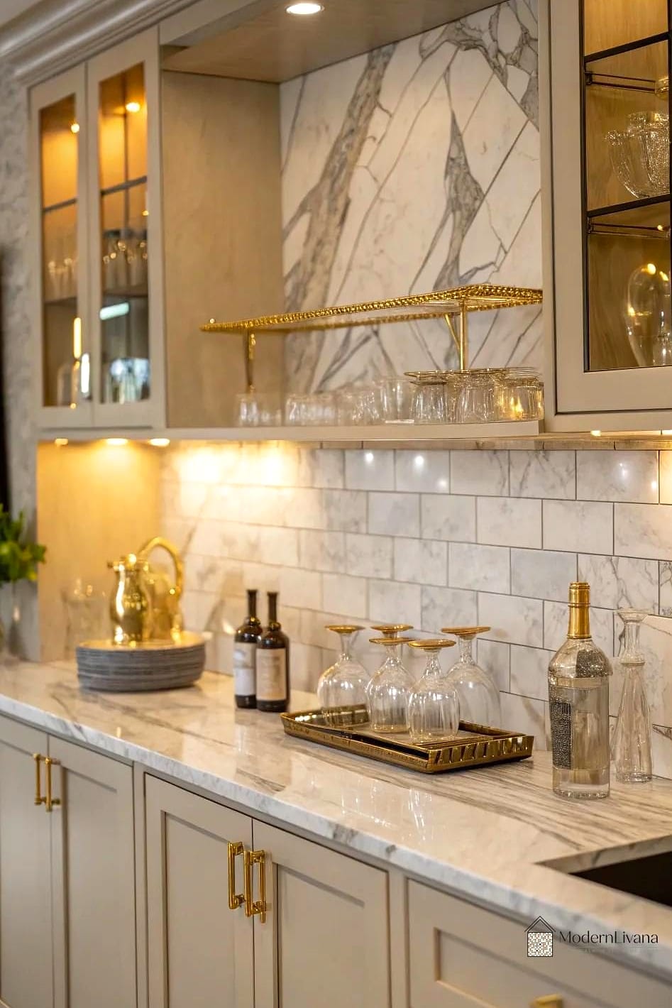 30 Marble Backsplash Ideas That Are Stylish and Practical 22 Marble Backsplash Behind a Wet Bar