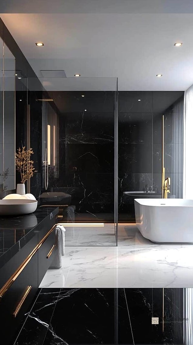 Marble with Black Accents