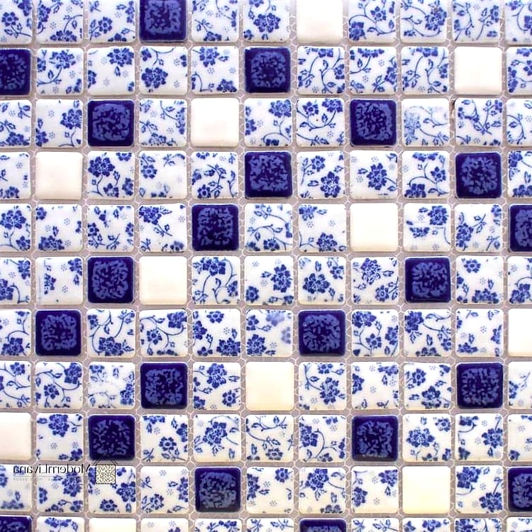 27 Blue Mosaic Tile Ideas From Homes We Absolutely Love 14 Marbled Blue and White Mosaic Tile