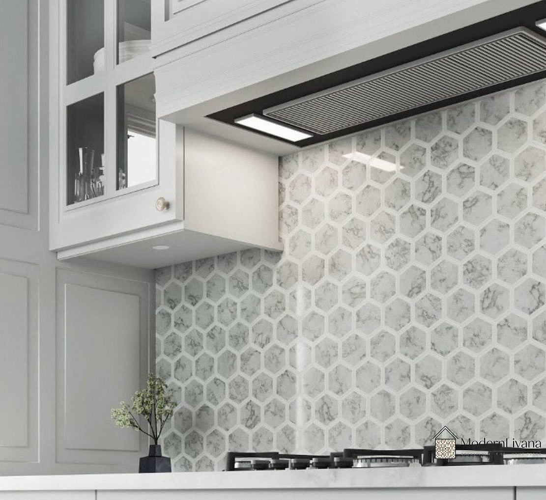 Marble-Look Hexagon Porcelain Tile