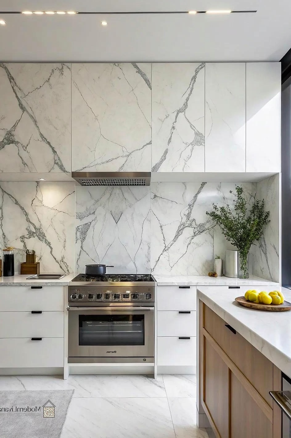 Marble Slab Backsplash for Luxury Kitchens