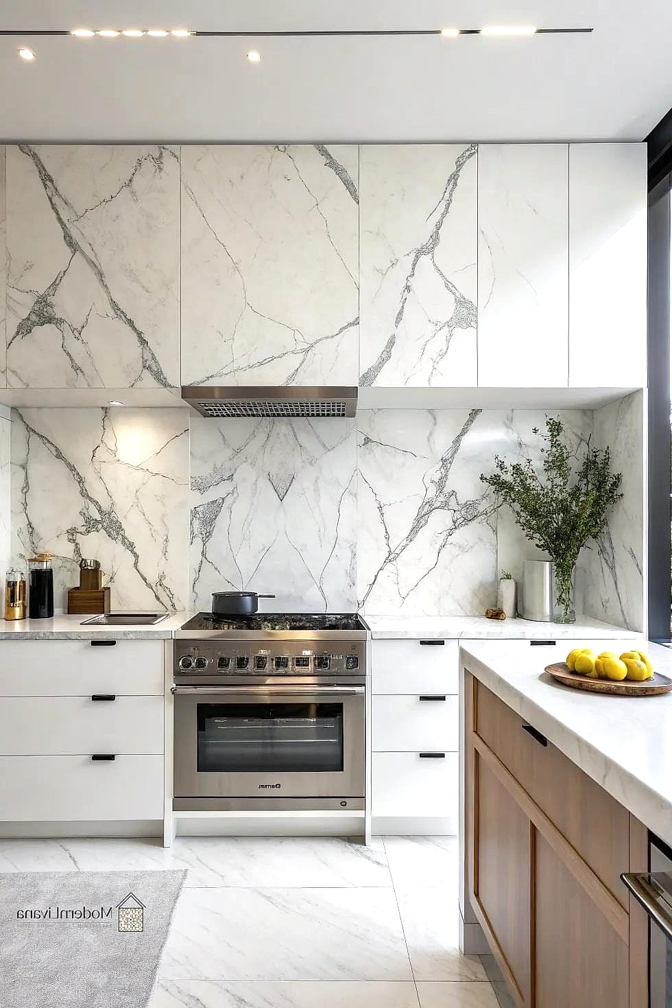 24 Kitchen Backsplash Ideas to Inspire Your Next Renovation 4 Marble Slab Backsplash
