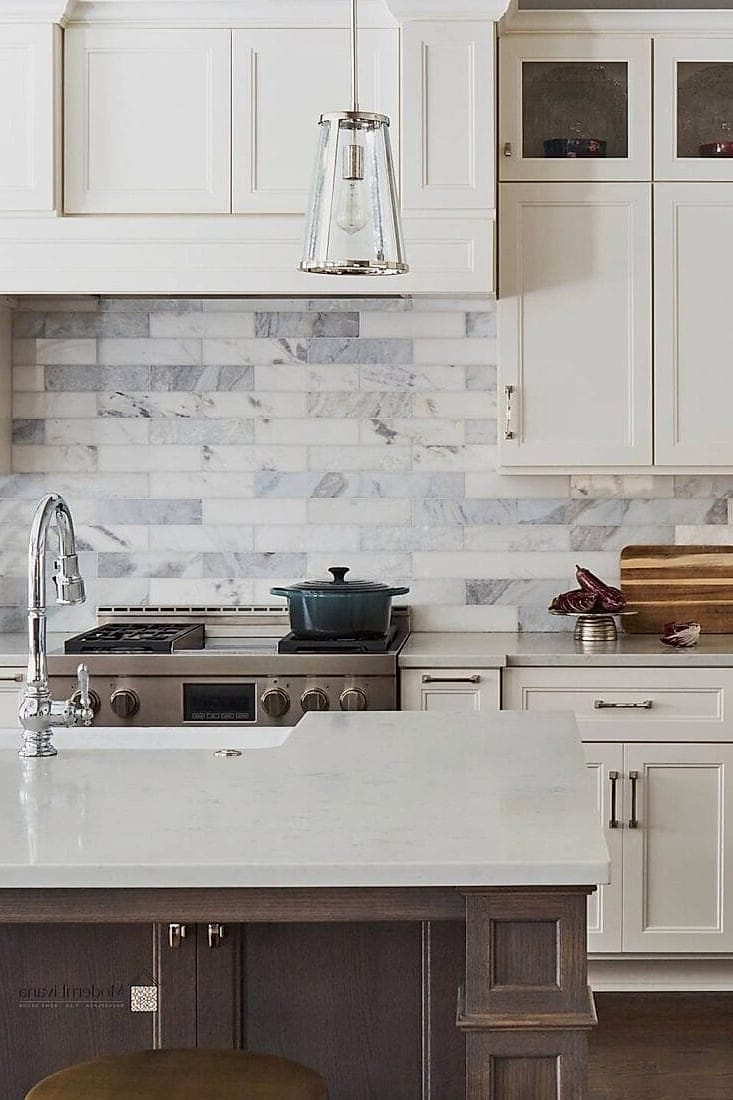 30 Marble Backsplash Ideas That Are Stylish and Practical 4 Marble Subway Tile in a Classic Layout