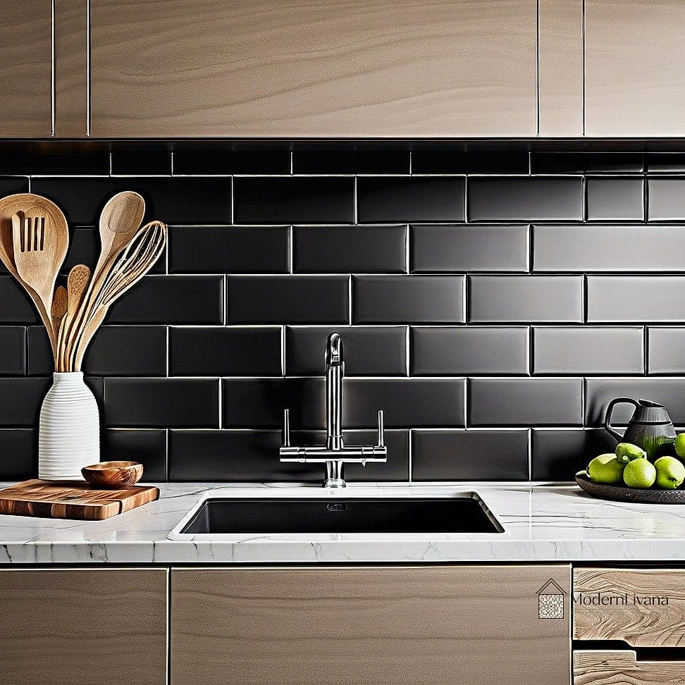 25 Stacked Subway Tile Ideas That Maximize Style and Function 6 Matte Black Stacked Tile