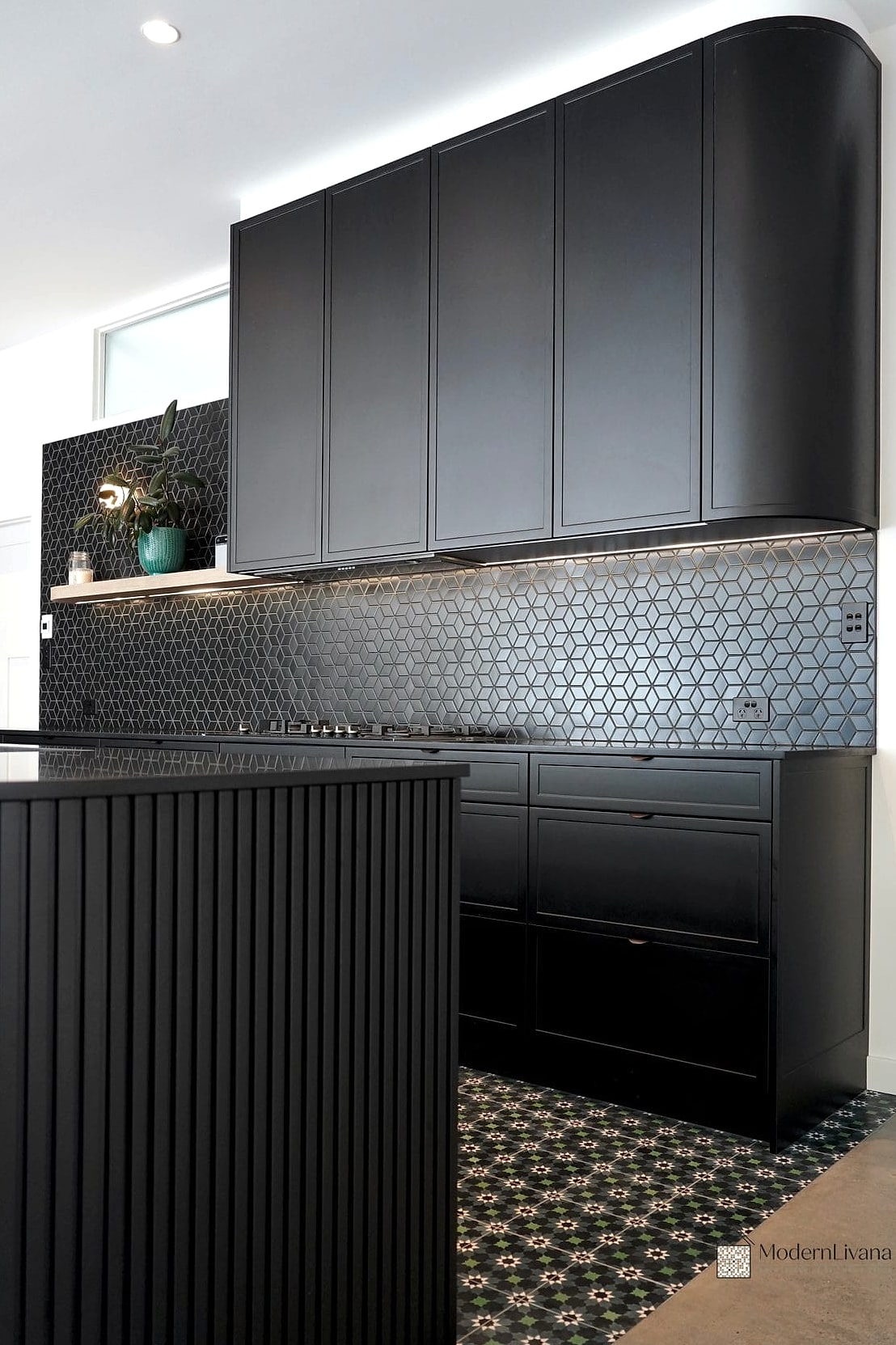 Matte Black Backsplash for a Modern Kitchen