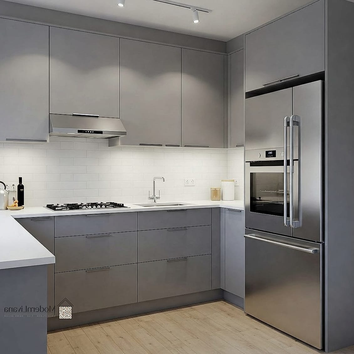 Matte Gray Cabinets With Black Fixtures