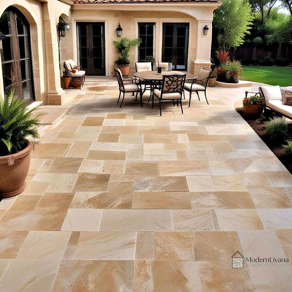 Mediterranean Style Travertine Patios