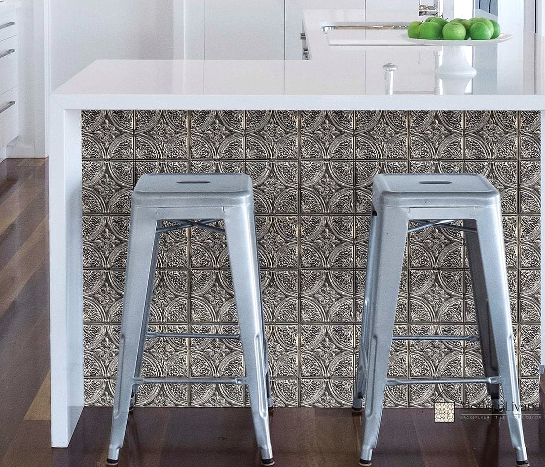 24 Tin Backsplash Ideas That Will Change How You See Your Home 16 Metallic Silver Tin for a Clean Look