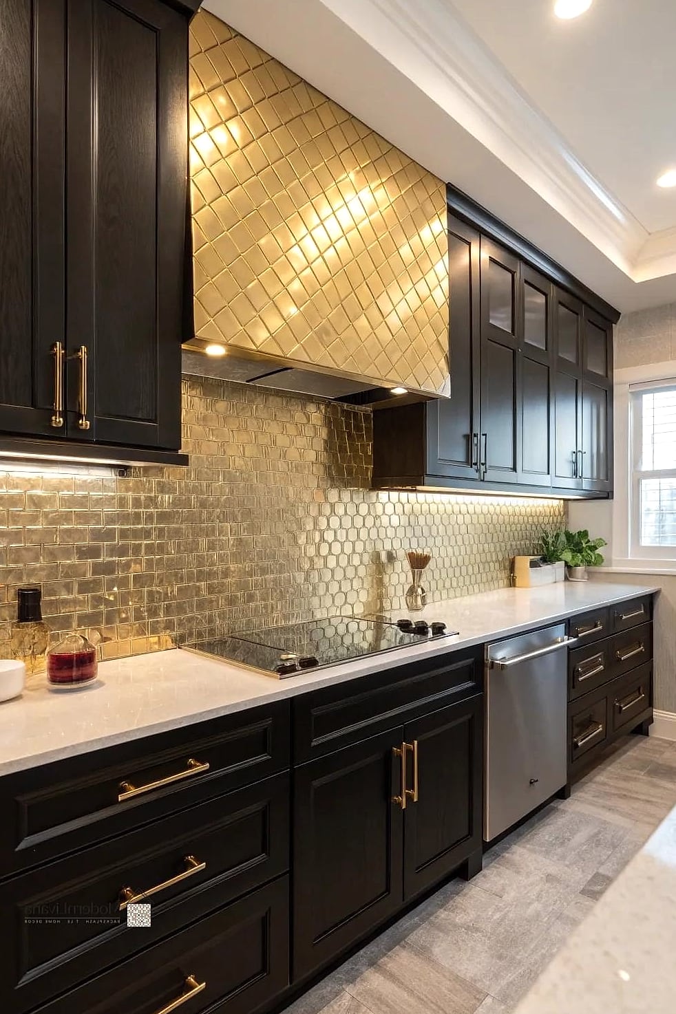 20 Kitchen Backsplash Ideas That Will Transform Your Space 16 Metallic Tile for a Statement Kitchen