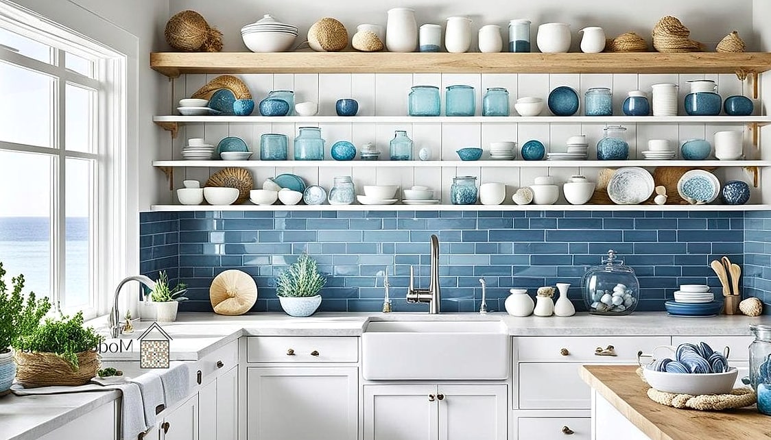 Minimalist Coastal White-on-White Backsplash
