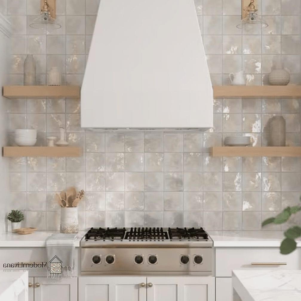 Minimalist Large-Format Tile Backsplash