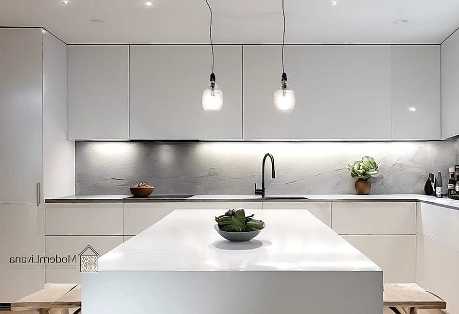 20 Kitchen Backsplash Ideas That Will Transform Your Space 20 Minimalist Slab Backsplash