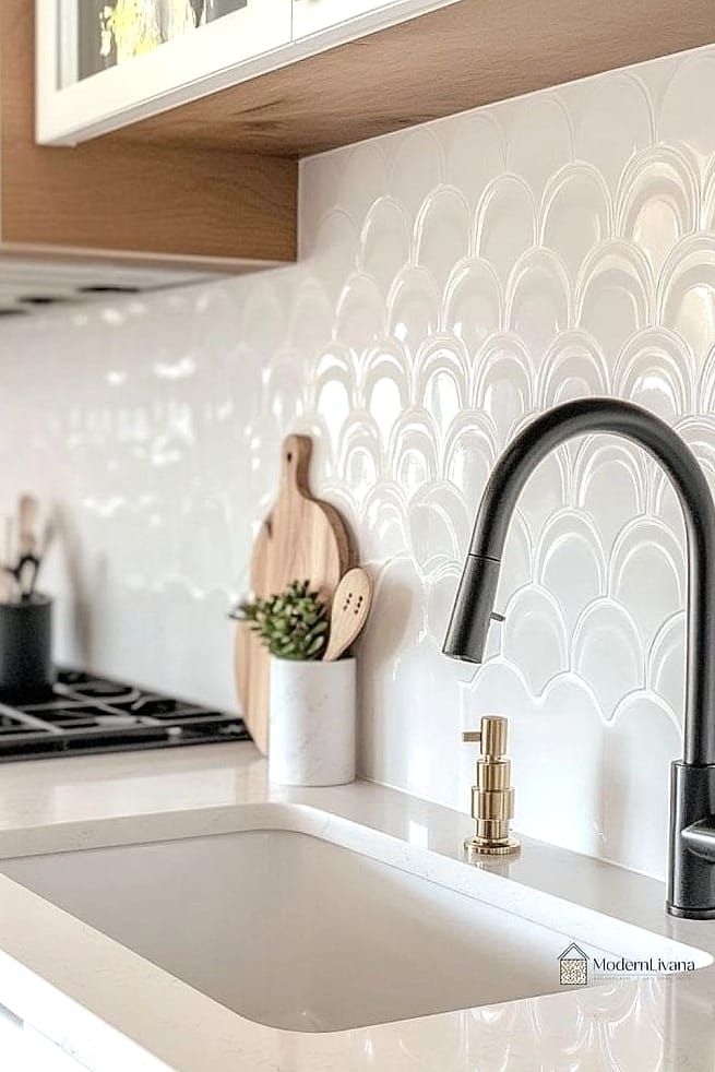 23 White Backsplash Ideas That Will Transform Your Space 22 Minimalist White Backsplash with Matte Finish