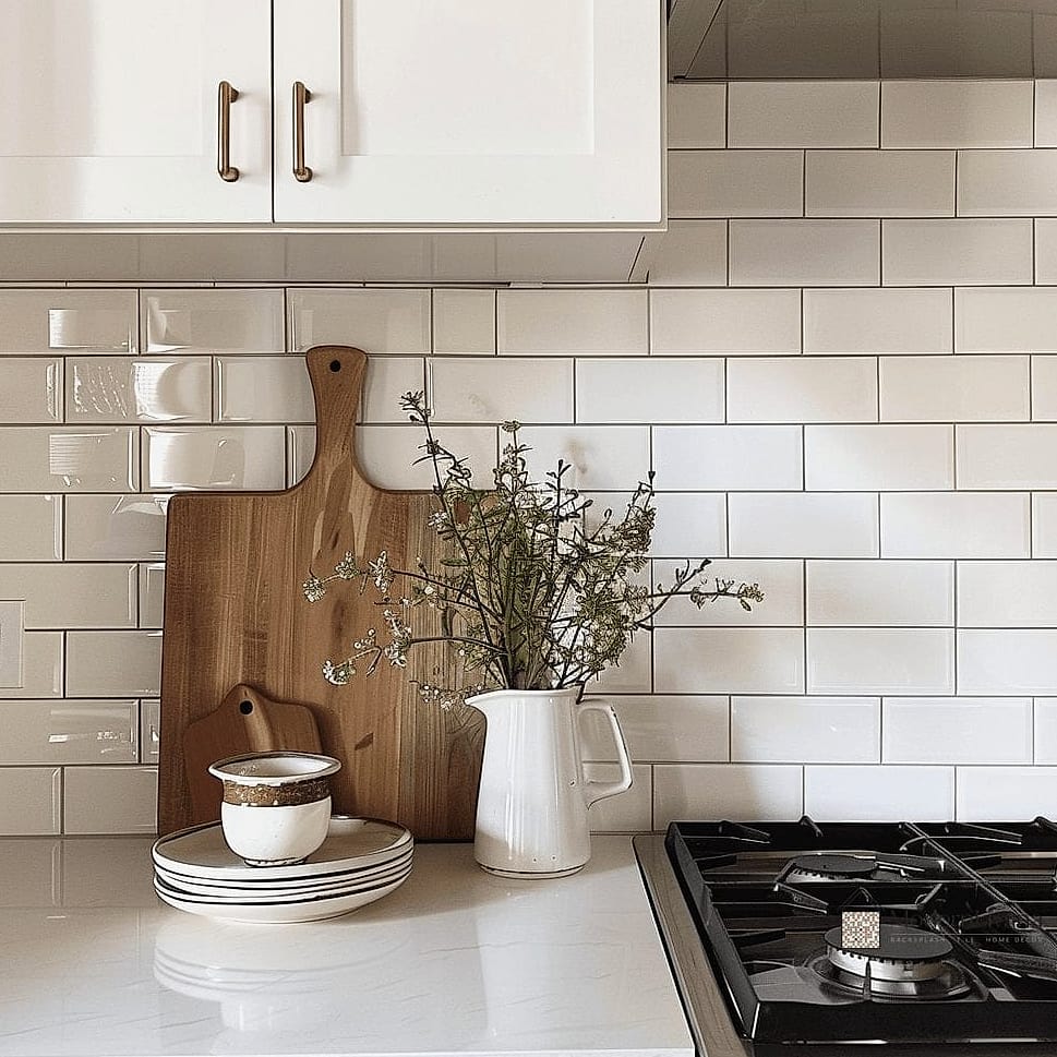 Minimalist White Slab Backsplash