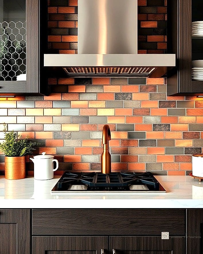 Mixed Metal and Tile Accent Wall