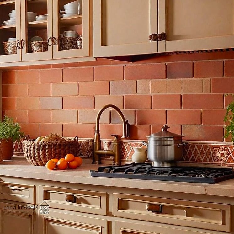 24 Terracota Backsplash Ideas to Inspire Your Next Renovation 16 Mixed Natural Stone and Terracotta
