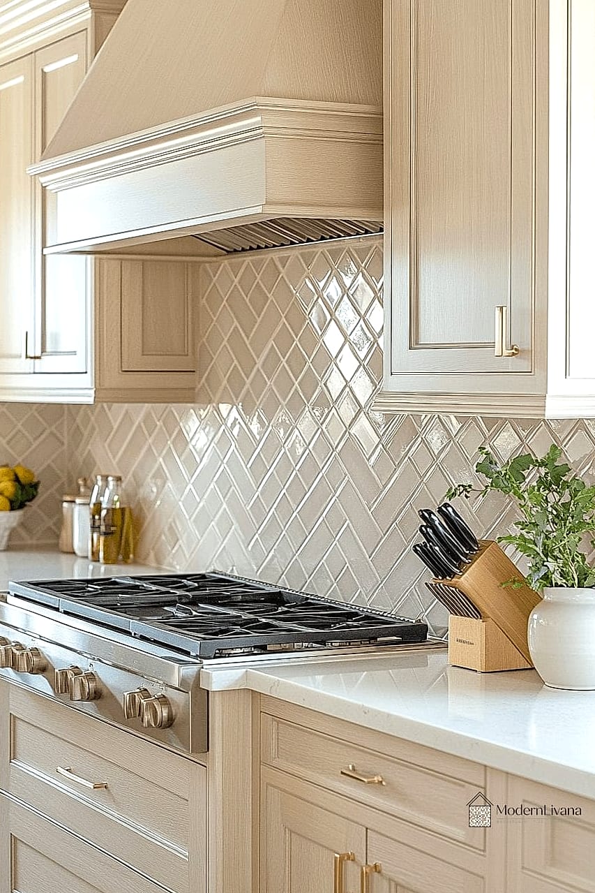 29 Kitchen Backsplash Ideas From Homes We Absolutely Love 22 Mixed Neutral Mosaic