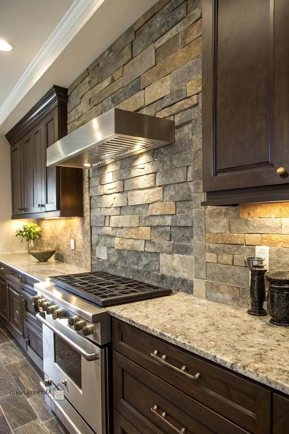 24 Rustic Backsplash Ideas to Inspire Your Next Renovation 14 Mixed Stone and Wood Combination