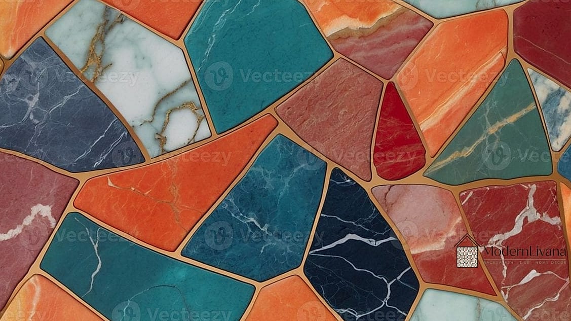 Monochromatic Mosaic Tile with Bold Texture