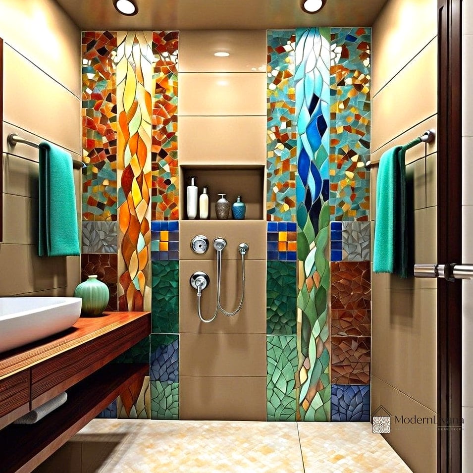 Mosaic Tile Shower Niche Detail