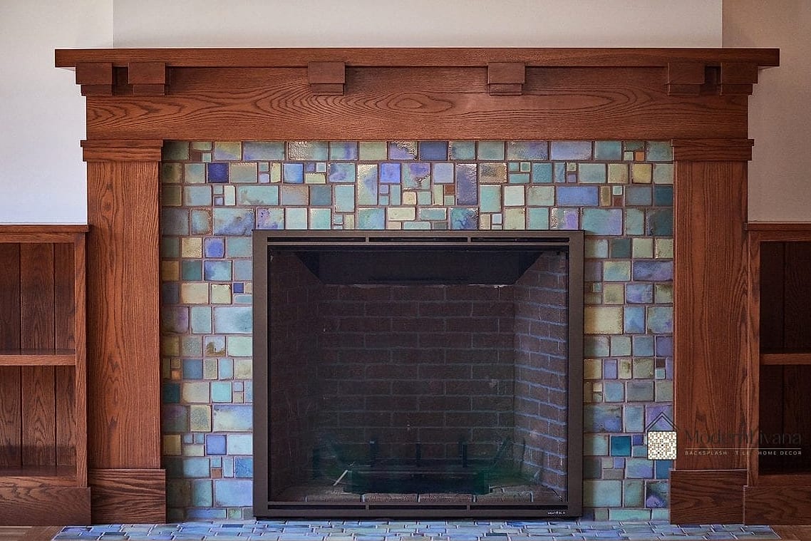 Mosaic Tile Around a Fireplace