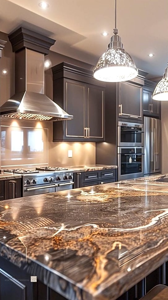 Natural Stone Countertops with Movement
