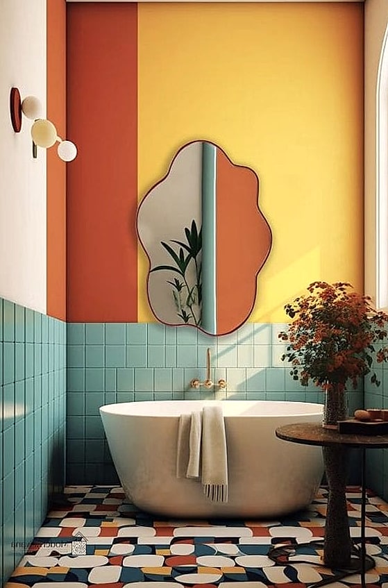 Neutral Room With Colorful Mosaic Details