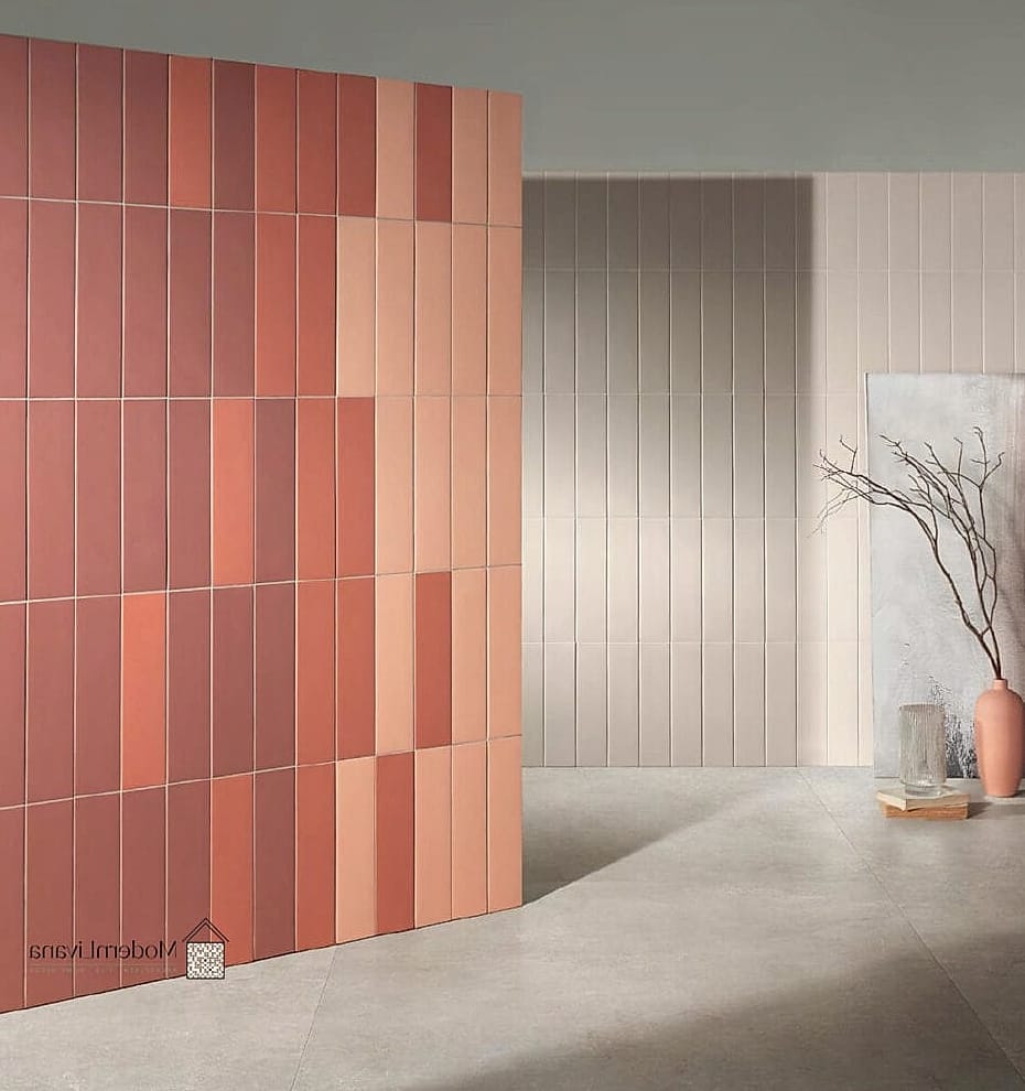 Neutral Vertical Tile with Warm Wood Accents