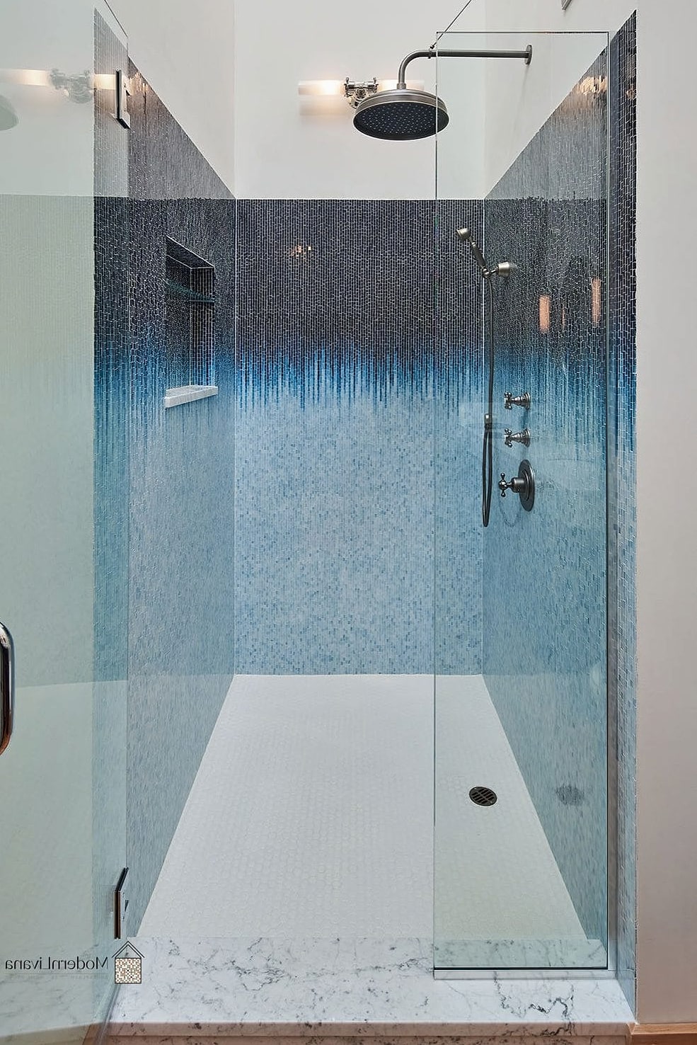 Ombre Glass Tile Shower Wall