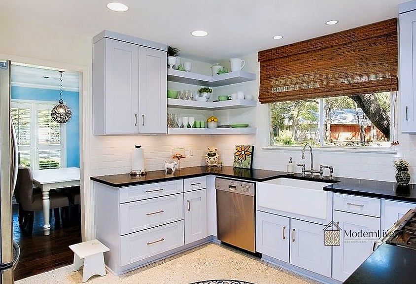 27 Inch Kitchen Ideas That Prove This Trend Is Here to Stay 18 Open Corner Shelving