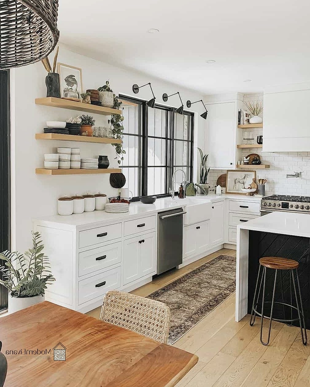 Open Shelving in White Kitchens