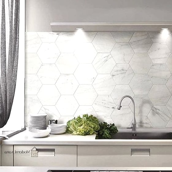 Oversized White Hexagon Tiles