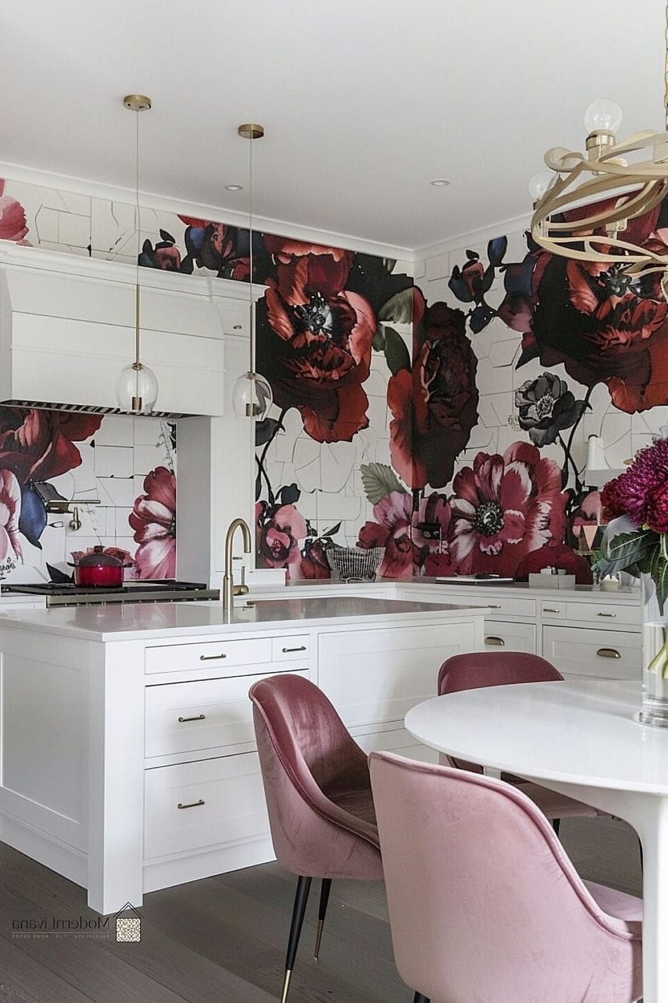Painted Floral Cabinet Details
