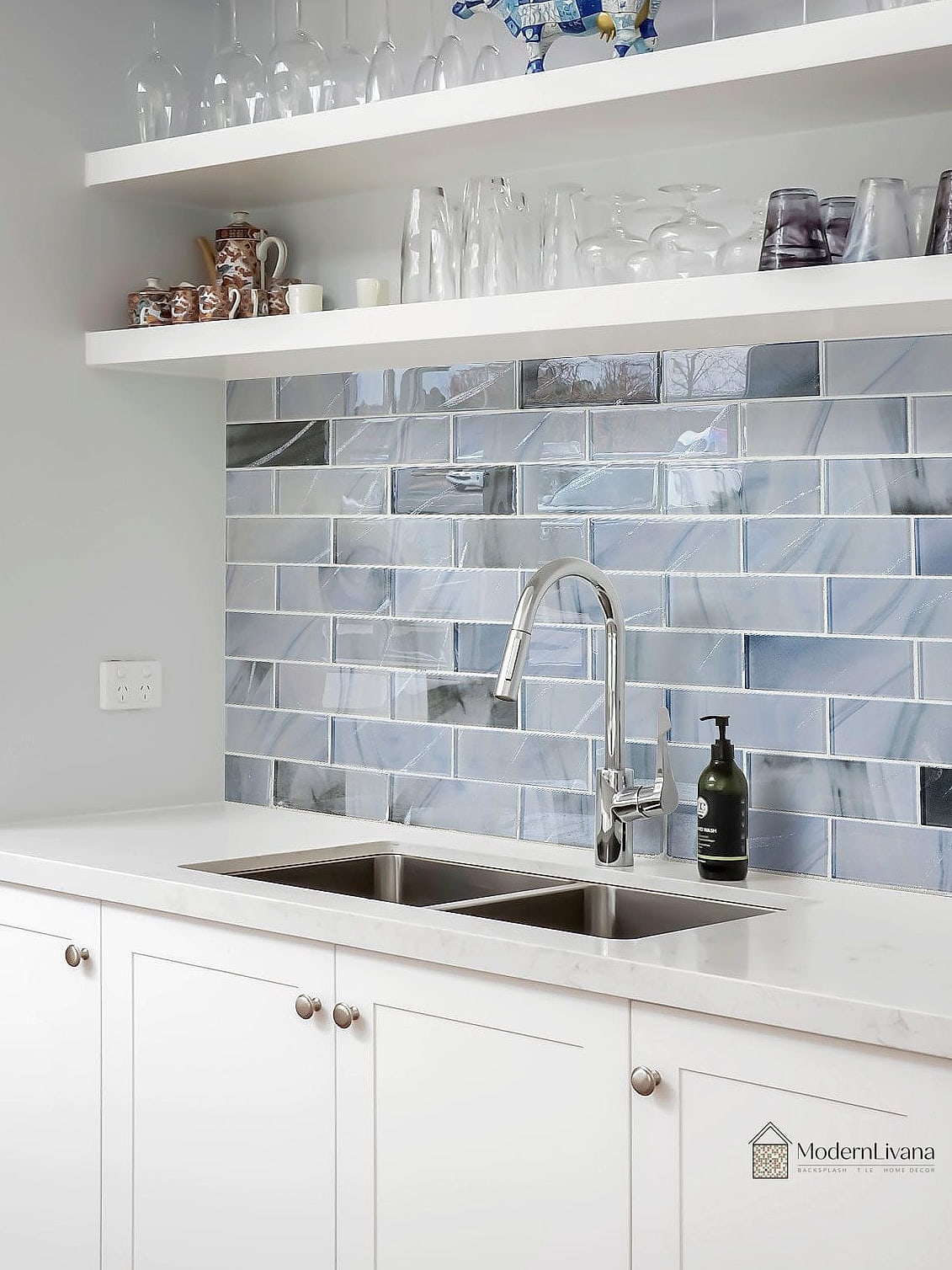 25 Modern Glass Tile Ideas That Look Expensive But Aren't 15 Pale Blue Bathroom Shower Wall