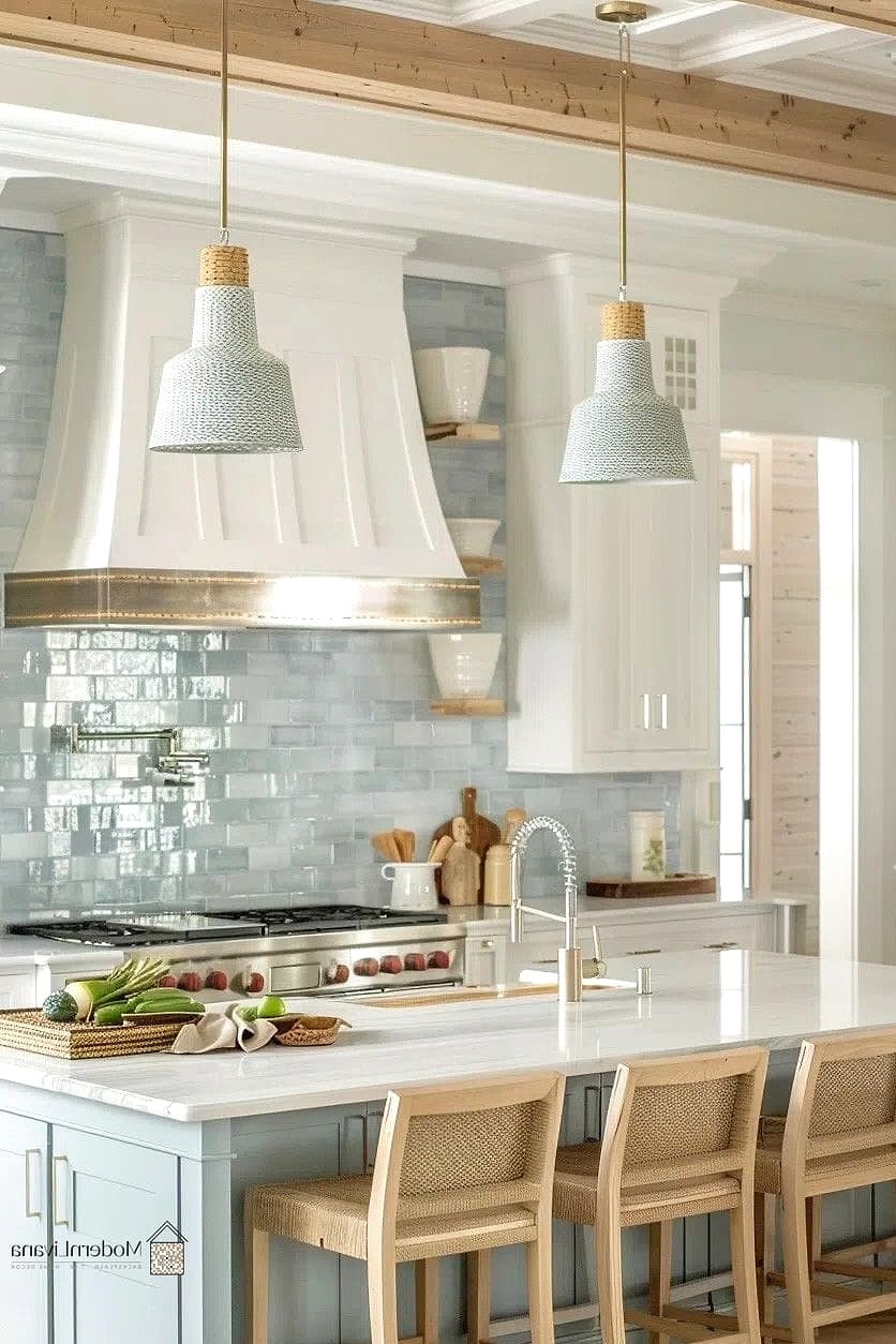 Pale Blue Vertical Subway Tile