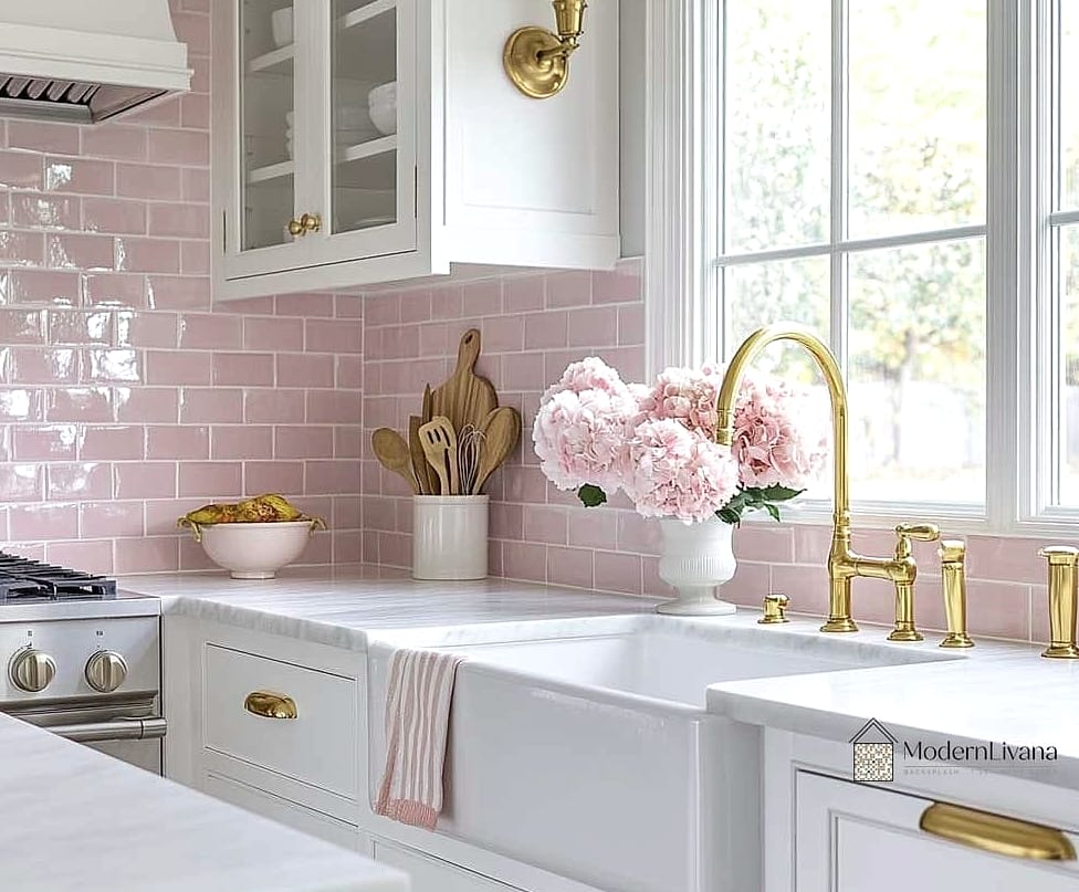 Pale Pink Tile for a Soft Contrast