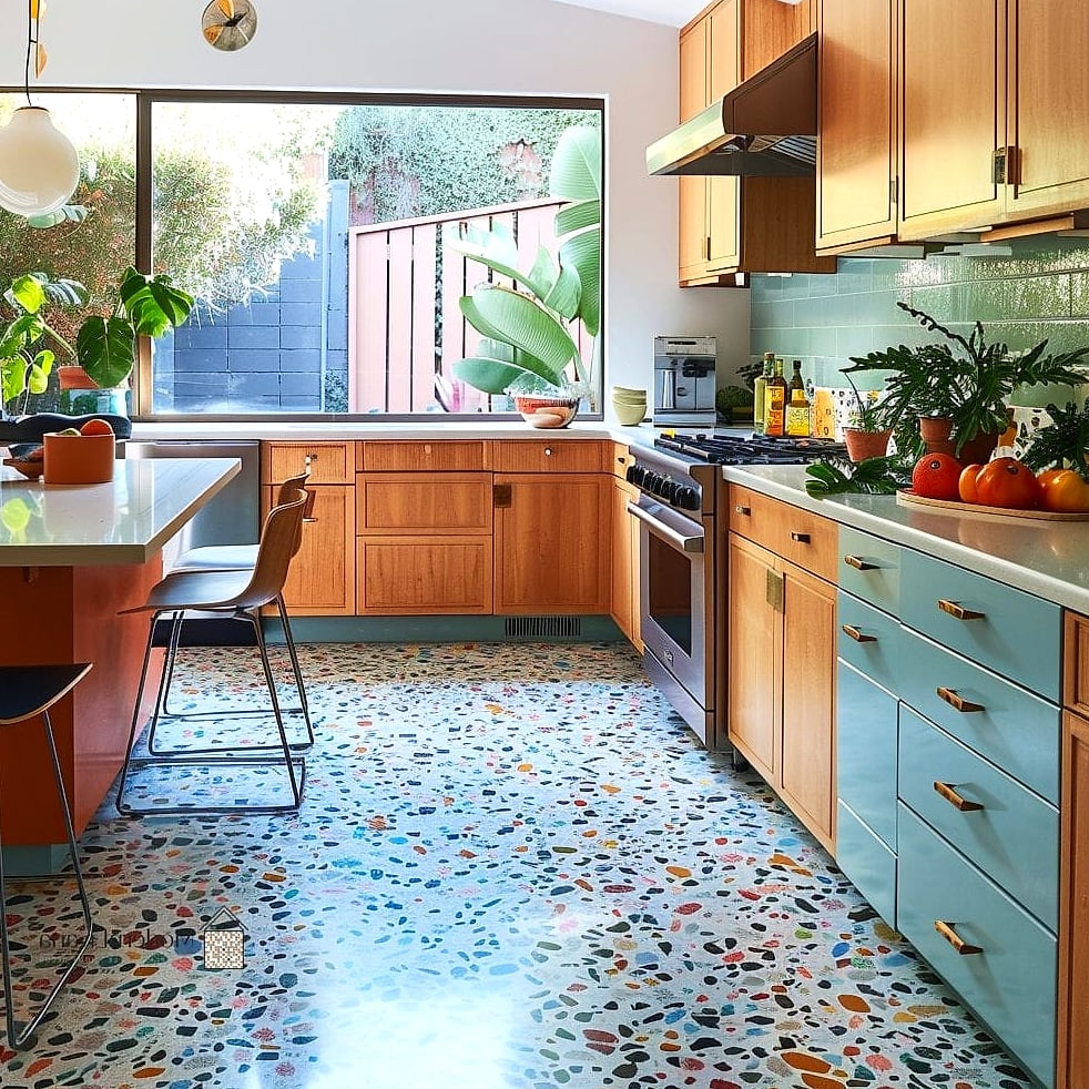 Patterned Vinyl Flooring with Retro Appeal