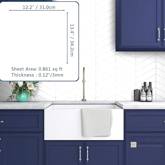28 White Chevron Backsplash Ideas That Maximize Style and Function 11 Peel-and-Stick Chevron for Renters