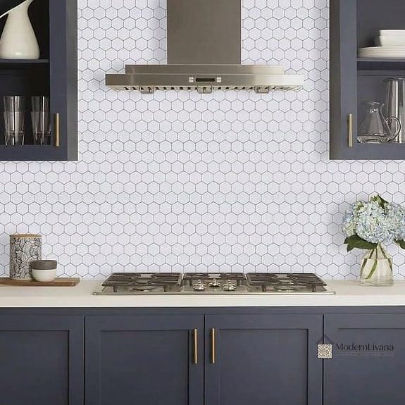 Peel-and-Stick White Hexagon for Renters