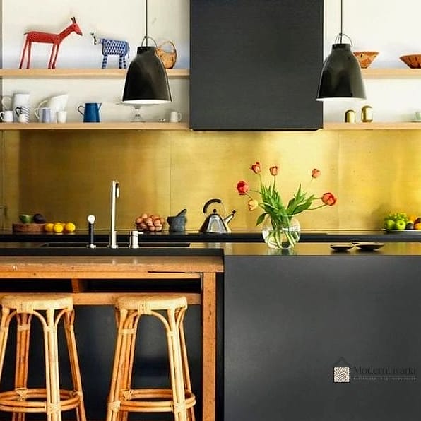 24 Brass Backsplash Ideas That Maximize Style and Function 19 Peel-and-Stick Brass Look Panels
