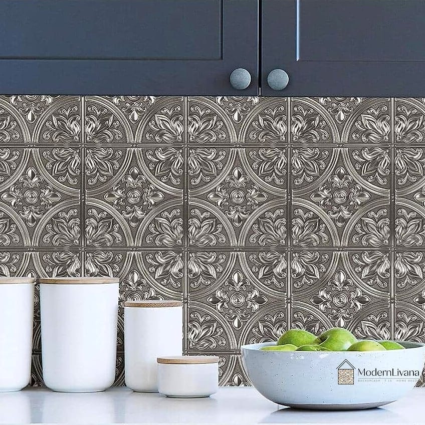 24 Tin Backsplash Ideas That Will Change How You See Your Home 19 Peel-and-Stick Tin Look Backsplash