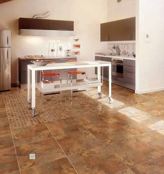 Porcelain Kitchen Floor With Stone Texture