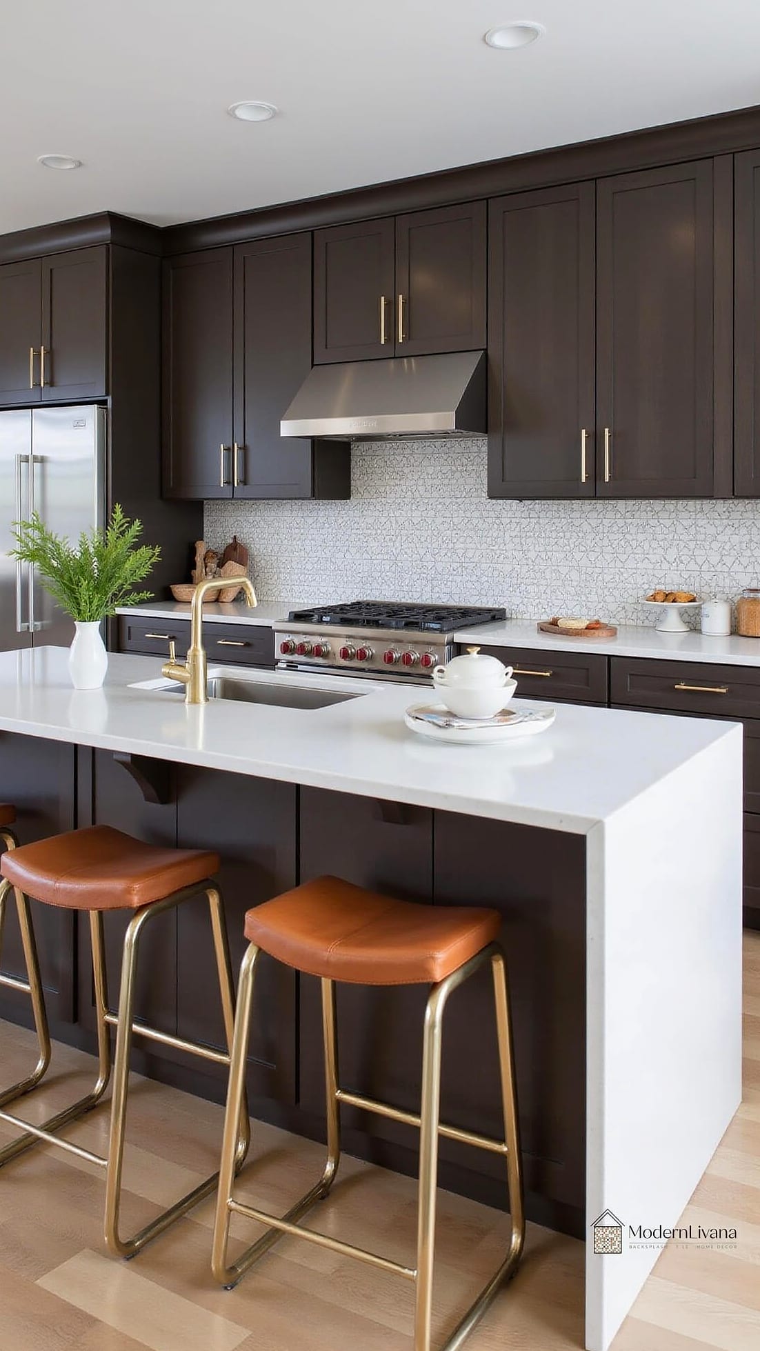 Quartz Waterfall Backsplash